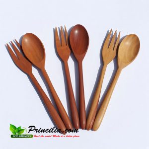 Eco Friendly Mahogany Wooden Spoon and Fork Set